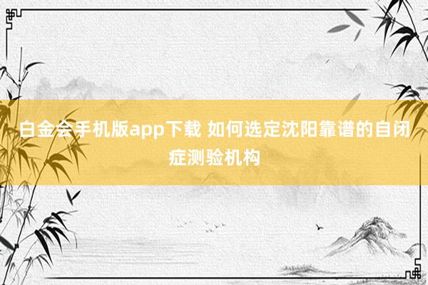 白金会手机版app下载 如何选定沈阳靠谱的自闭症测验机构