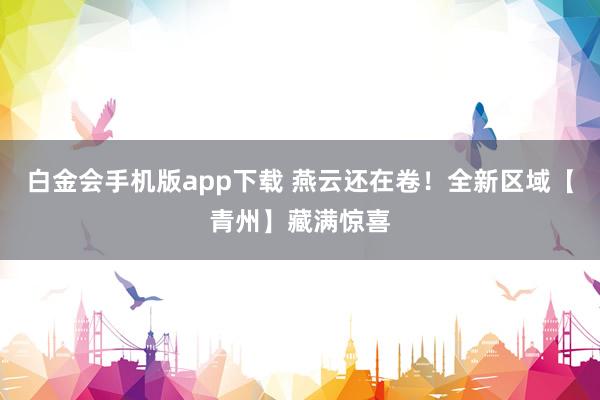 白金会手机版app下载 燕云还在卷！全新区域【青州】藏满惊喜