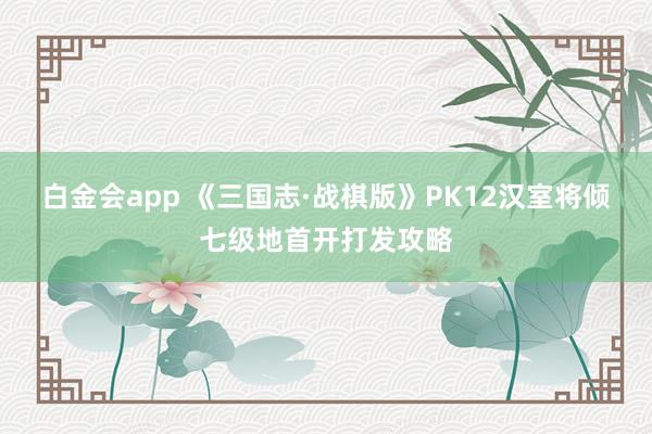 白金会app 《三国志·战棋版》PK12汉室将倾七级地首开打发攻略