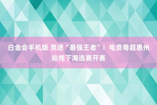 白金会手机版 竞逐“最强王者”！电竞粤超惠州站线下海选赛开赛
