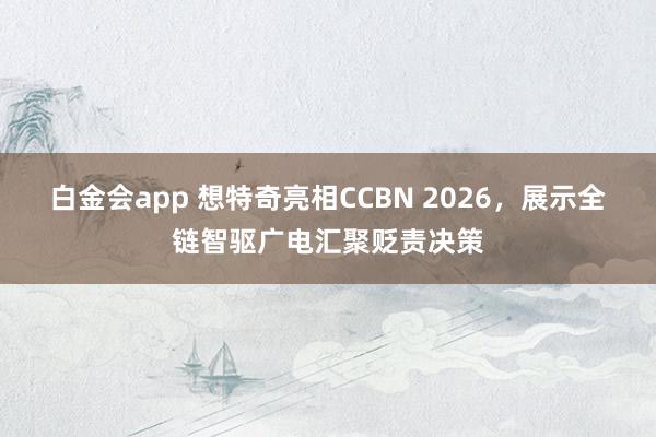 白金会app 想特奇亮相CCBN 2026，展示全链智驱广电汇聚贬责决策