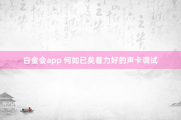 白金会app 何如已矣着力好的声卡调试