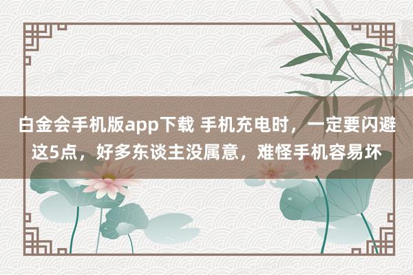 白金会手机版app下载 手机充电时，一定要闪避这5点，好多东谈主没属意，难怪手机容易坏