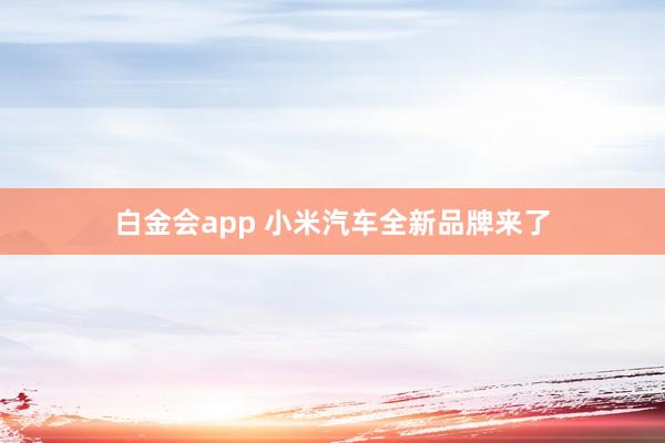 白金会app 小米汽车全新品牌来了